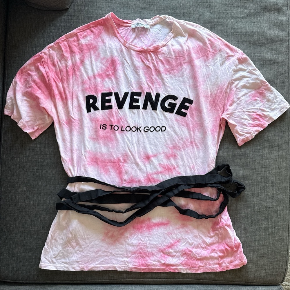 Pink and White Tie-Dye Graphic T-Shirt